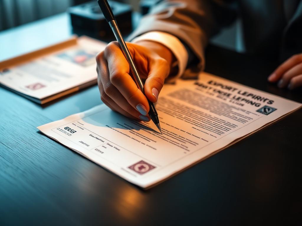 Hand signing export shipping documents